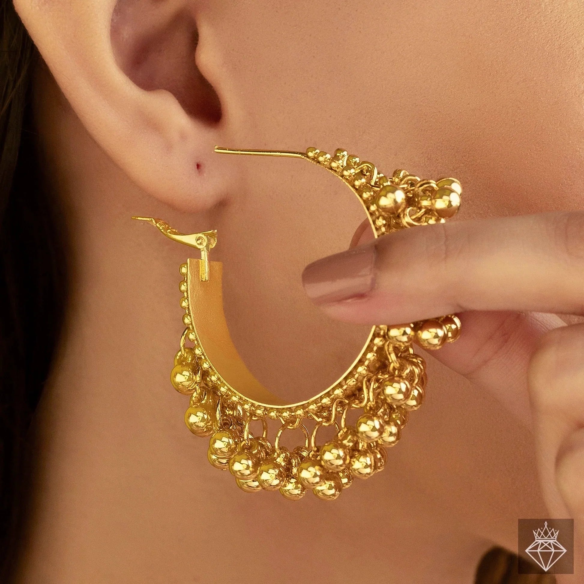 AUROZI Anti-Tarnish Golden Ghungroo Earrings