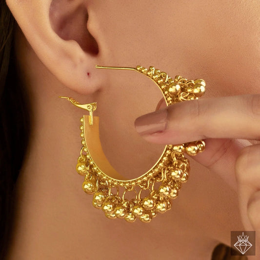 AUROZI Anti-Tarnish Golden Ghungroo Earrings