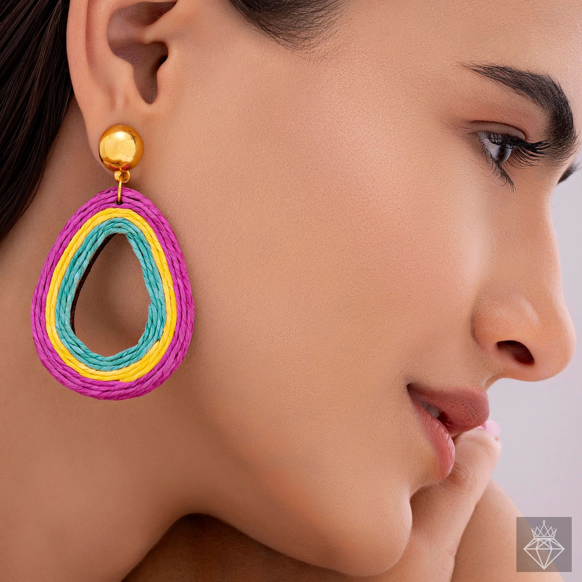 AUROZI Multicolour Raffia Danglers