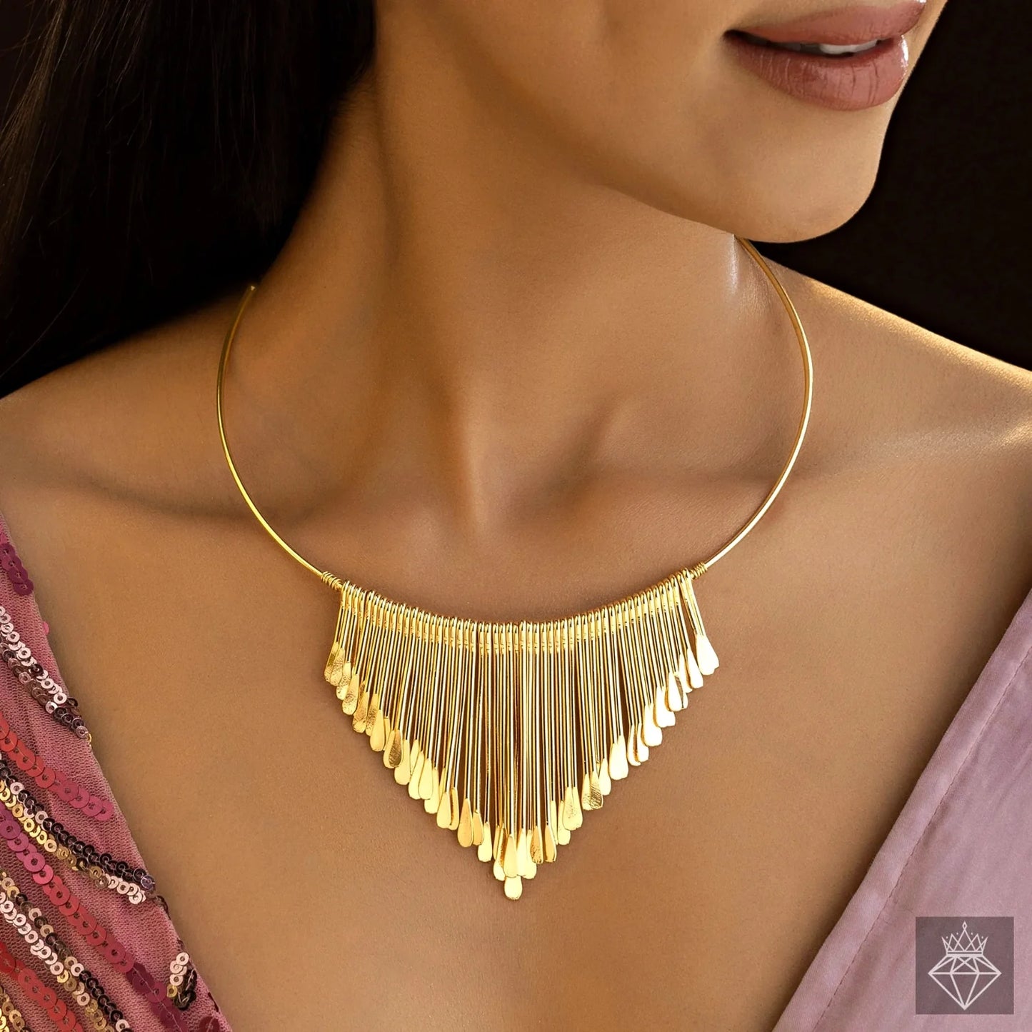 AUROZI Anti-Tarnish Golden Hasli Necklace
