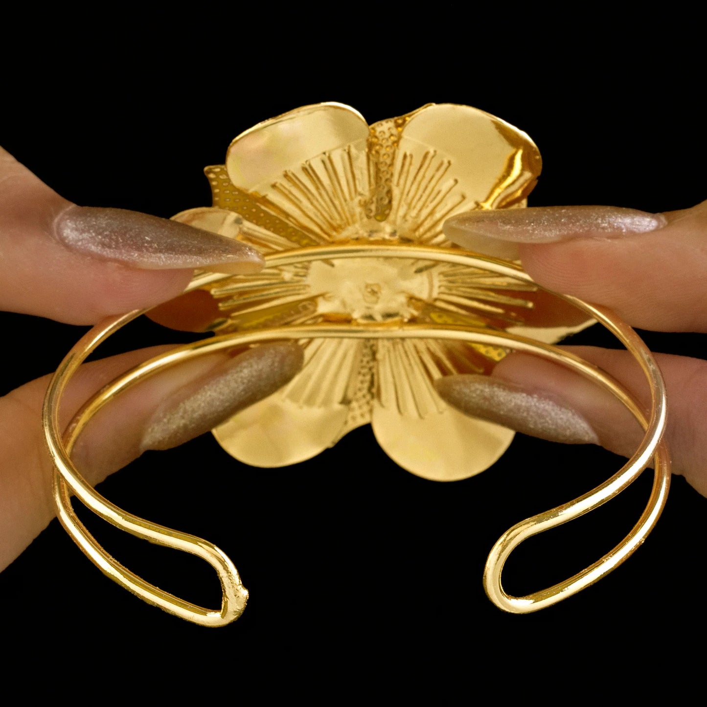 AUROZI Anti-Tarnish Ruby Flower Super Saver Pack Of GOLD Plated WAVY Necklace Set With Earrings, Bracelet & Rings