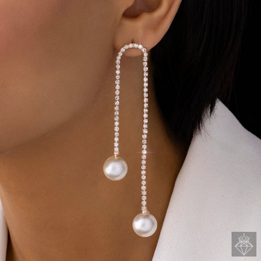 AUROZI Anti-Tarnish Pearl Drop Crystal Danglers