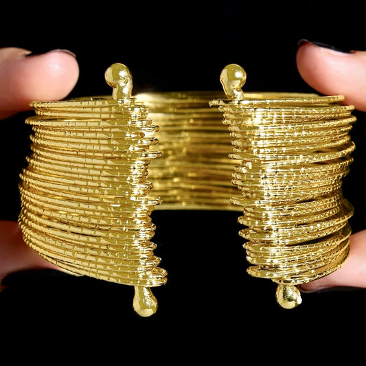 AUROZI Anti-Tarnish Gold Plated Multilayer Bangle Bracelet (Adjustable Size)