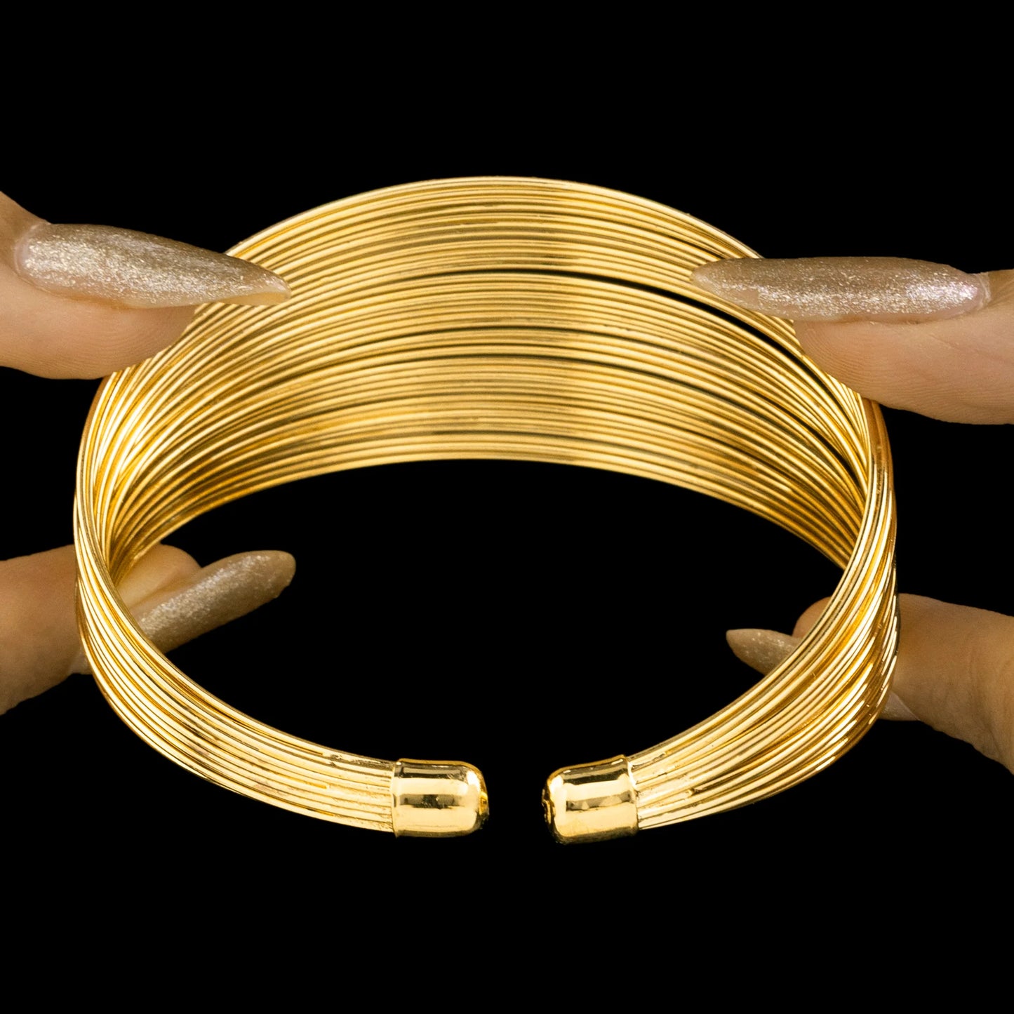 AUROZI Anti-Tarnish Bold & Gold Layered Bangle Bracelet