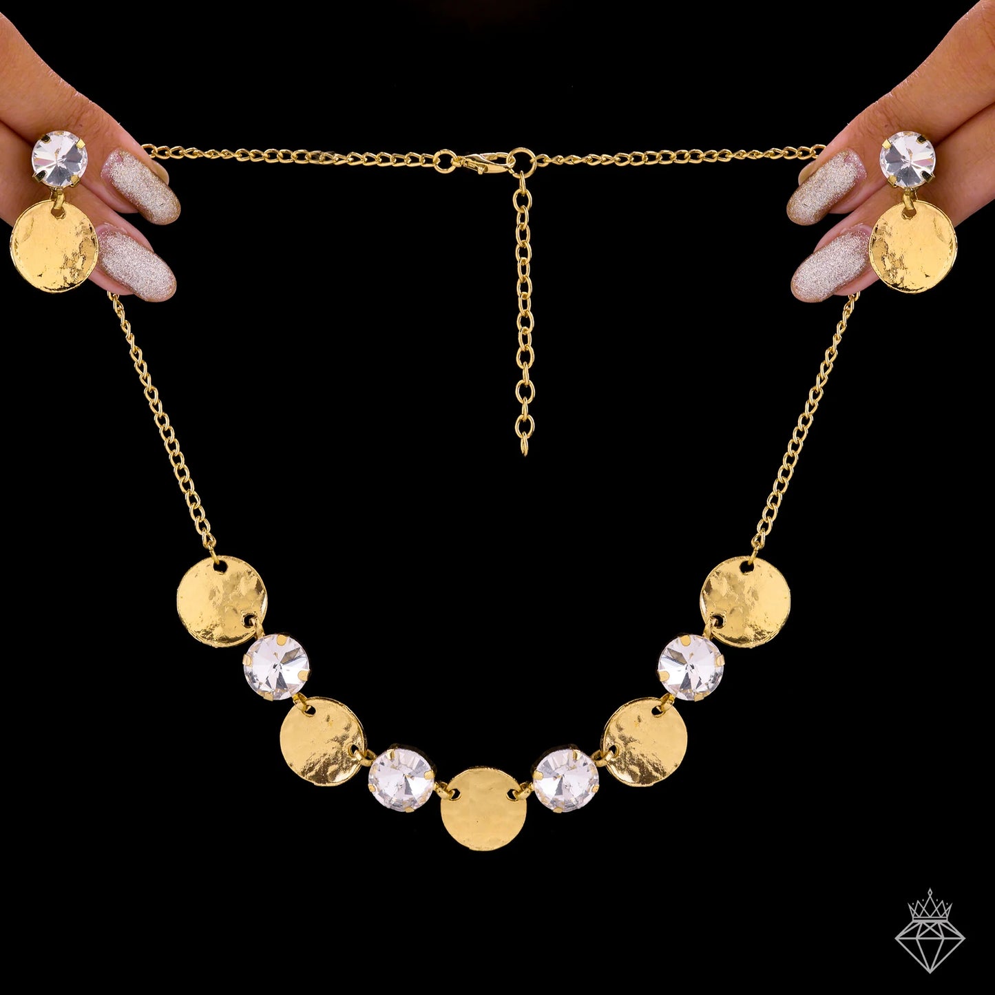 AUROZI Anti-Tarnish Crystal Necklace Set With Earrings