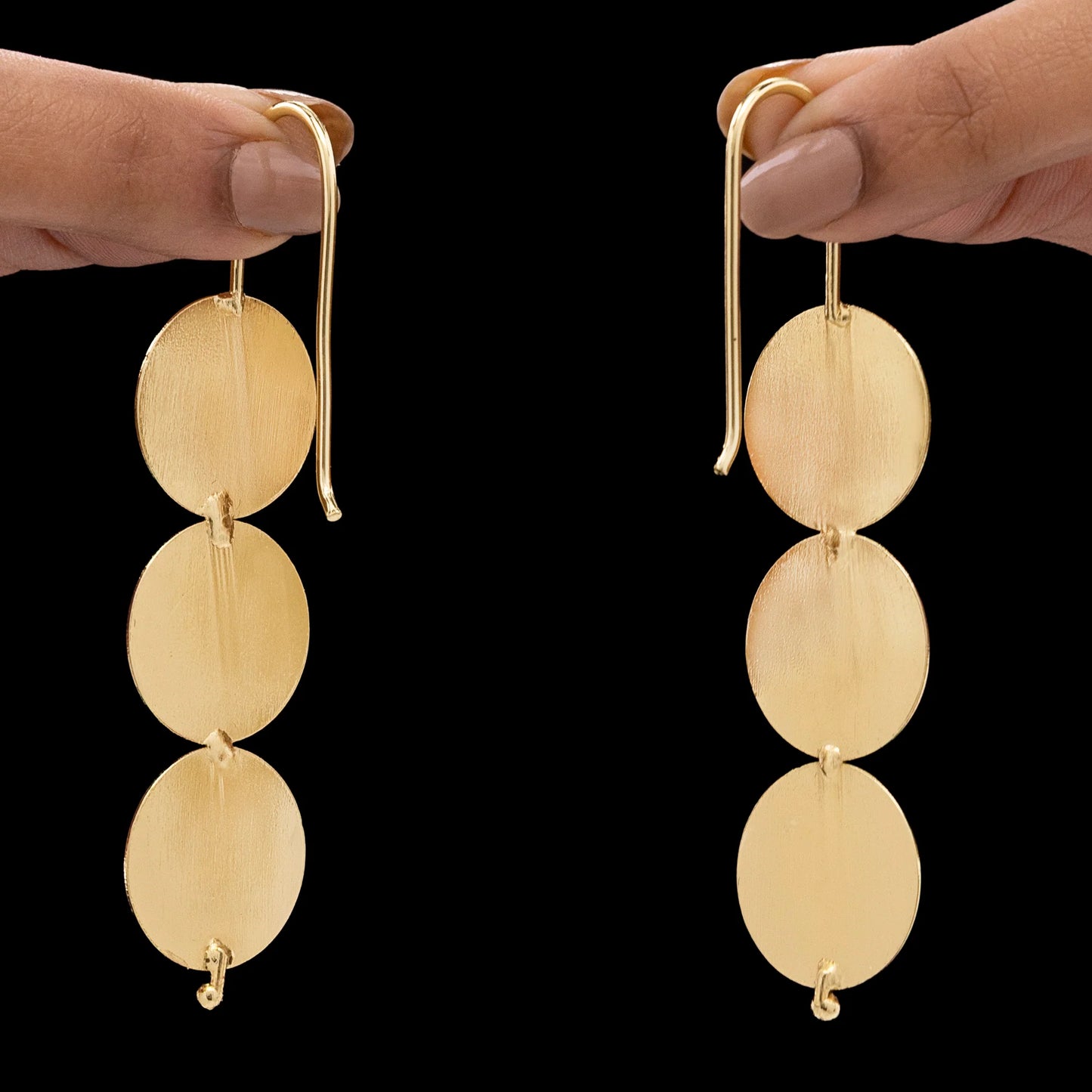 AUROZI Anti-Tarnish Triple Coin Dangler Earrings – Effortless Elegance