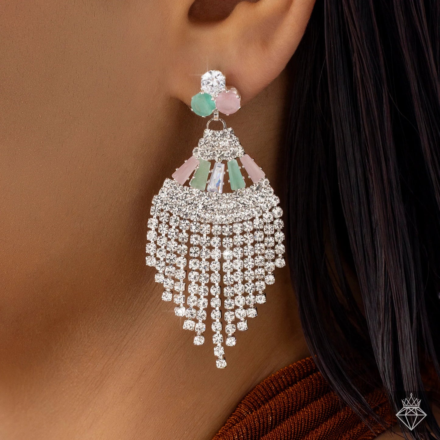 AUROZI Anti-Tarnish Crystal Danglers Earrings