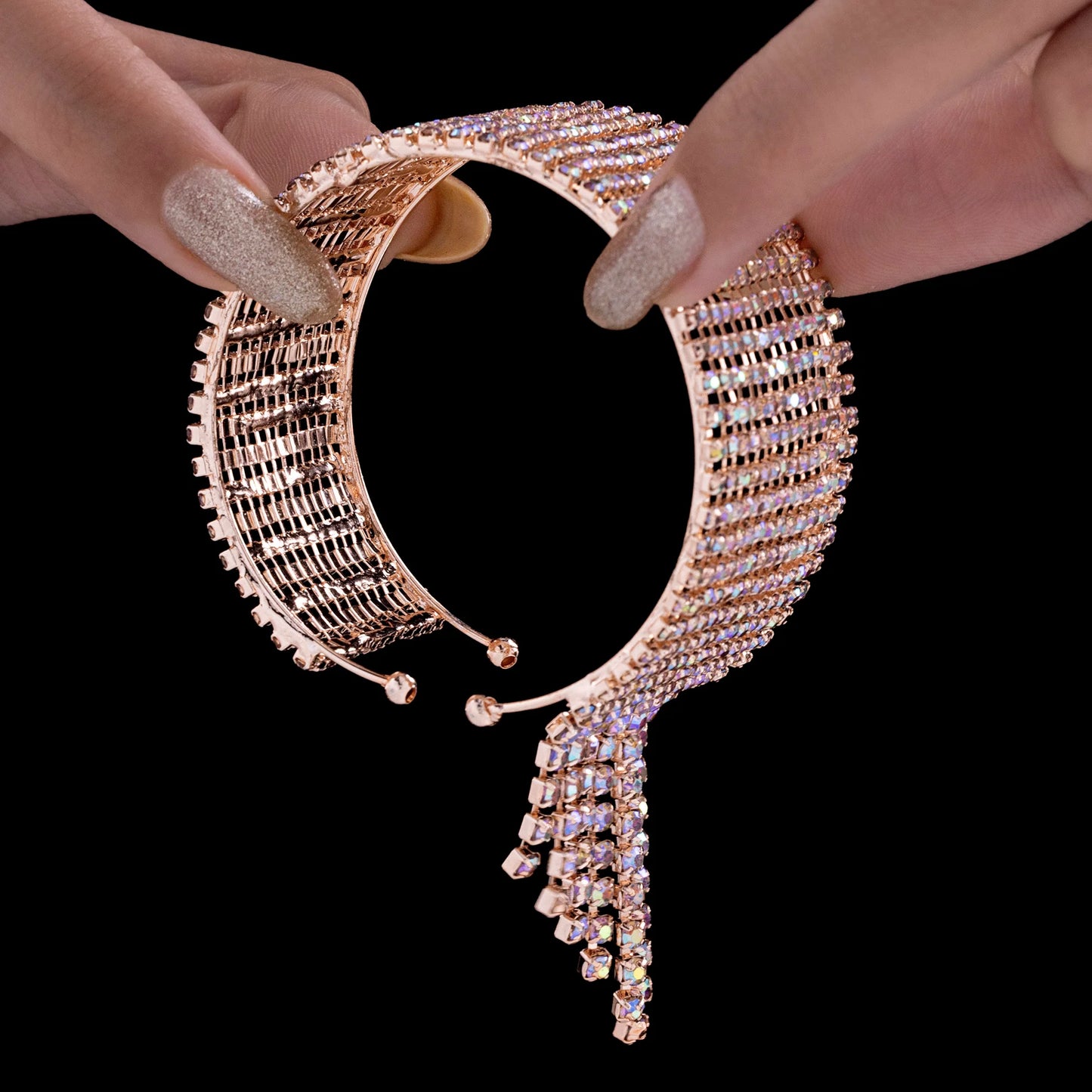 AUROZI Anti-Tarnish Crystal Bangle Bracelet (Adjustable Size)