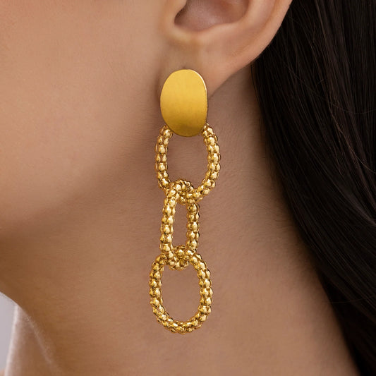 AUROZI Anti-Tarnish Popcorn Chain Link Dangle Earrings