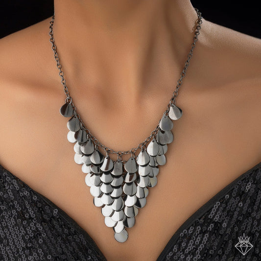 AUROZI Anti-Tarnish Drop Charm Statement Necklace