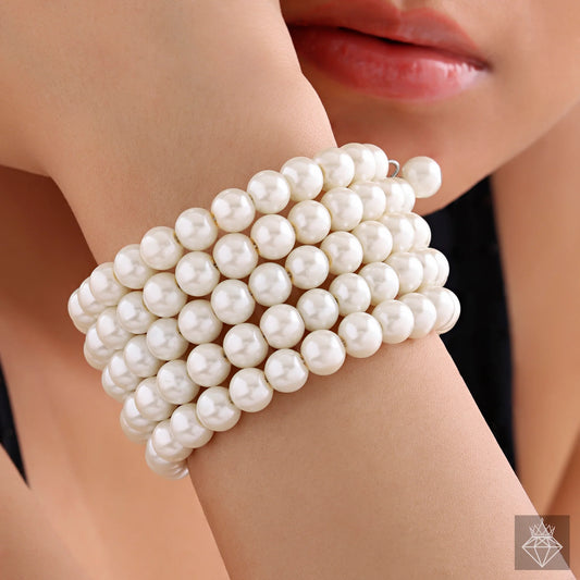 AUROZI Multilayered Spiral Pearl Bracelet