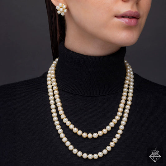 AUROZI Anti-Tarnish Multilayer Pearl Necklace Set With Earrings