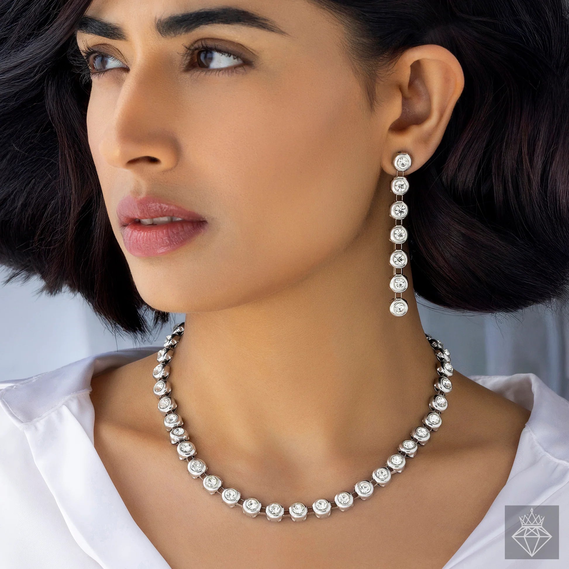 AUROZI Anti-Tarnish AD Necklace Set With Earrings