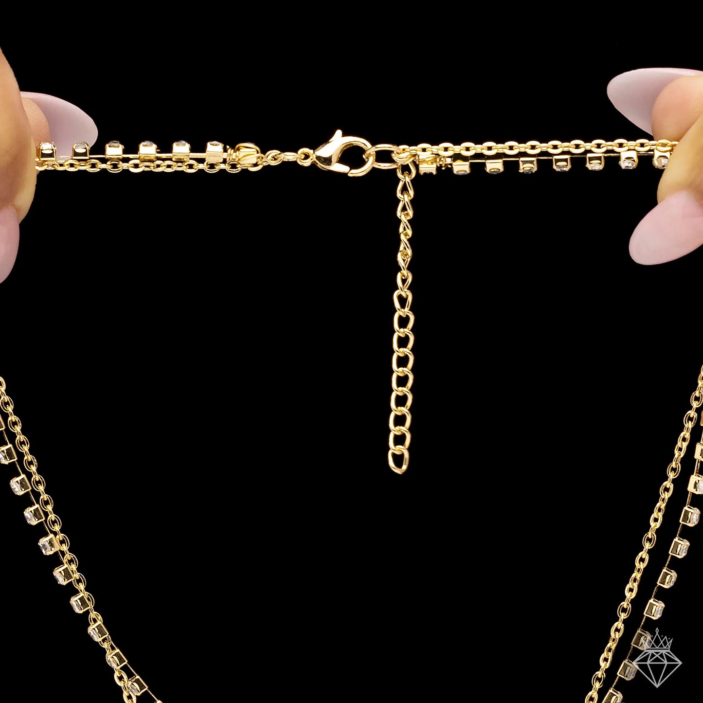 AUROZI Anti-Tarnish Double Layer Necklace Set With Earrings