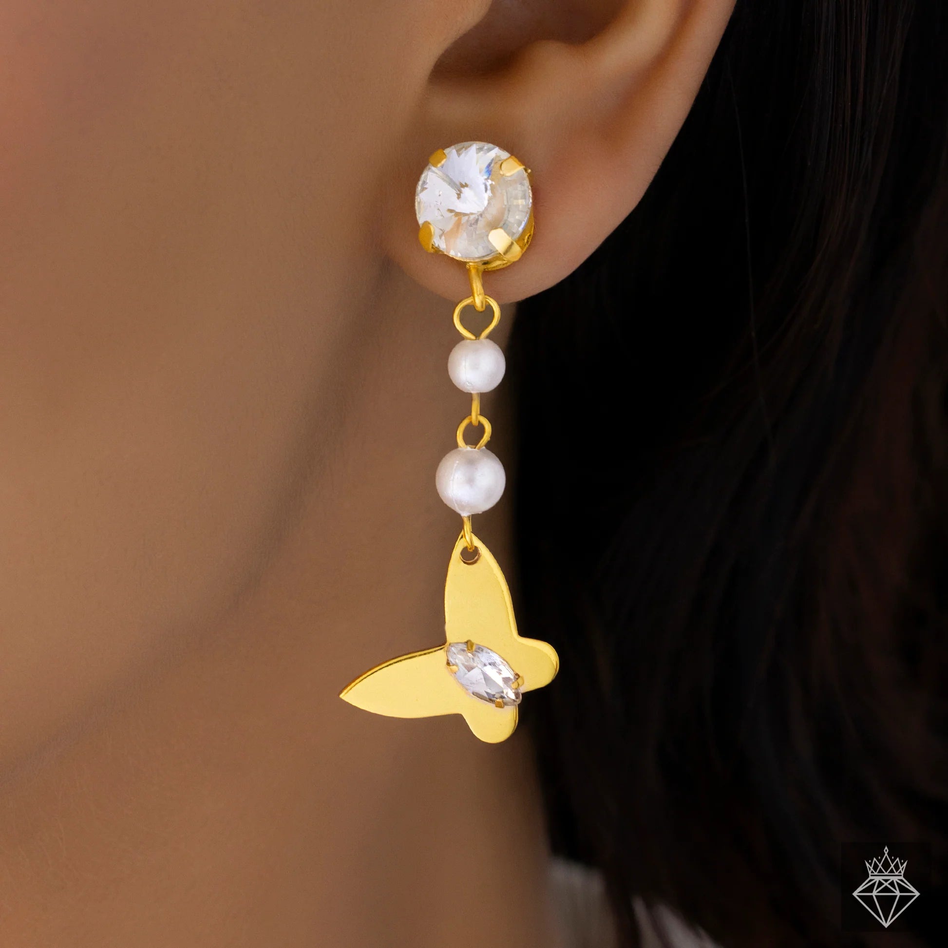 AUROZI Anti-Tarnish Butterfly Necklace Set With Earrings