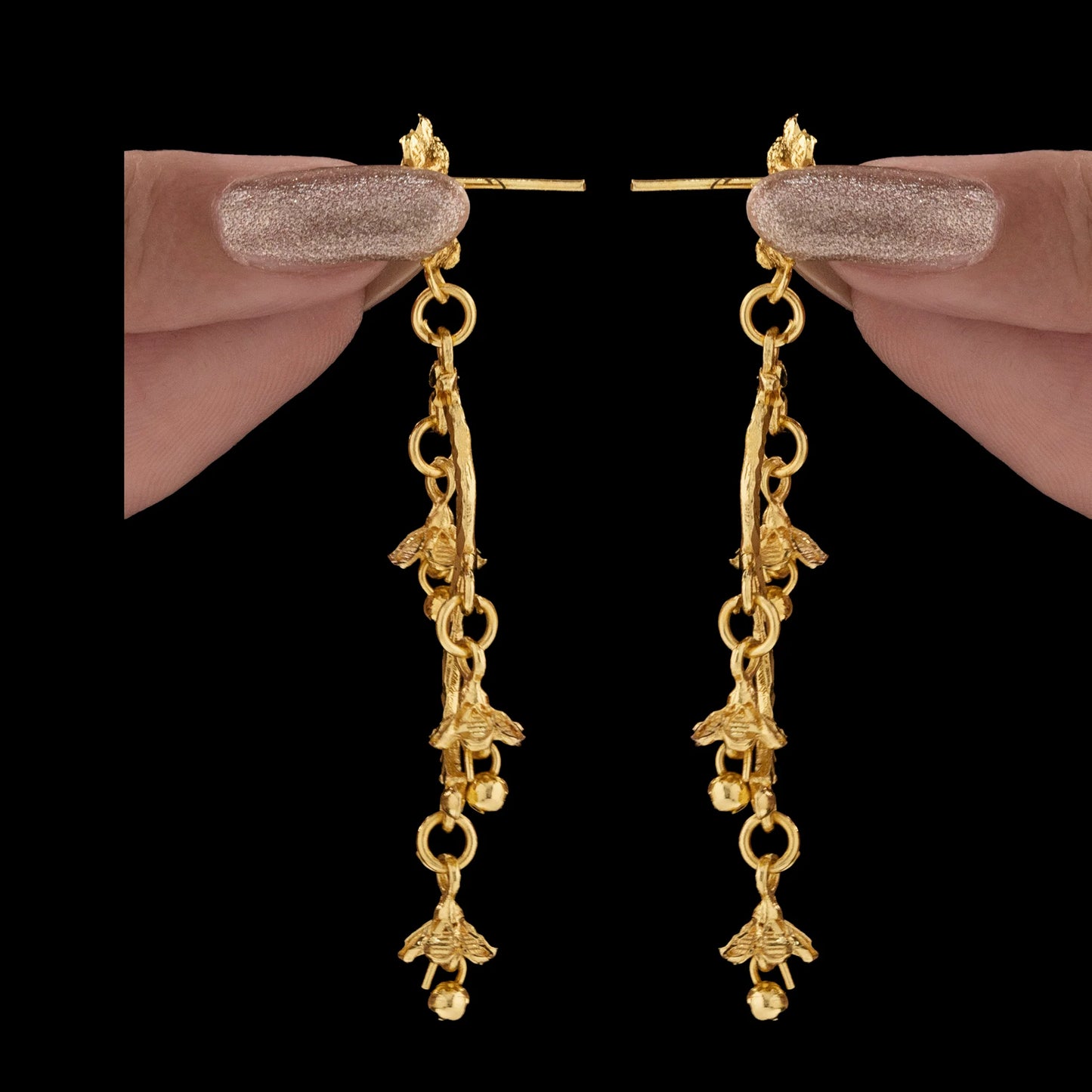 AUROZI Anti-Tarnish Golden Flower Danglers