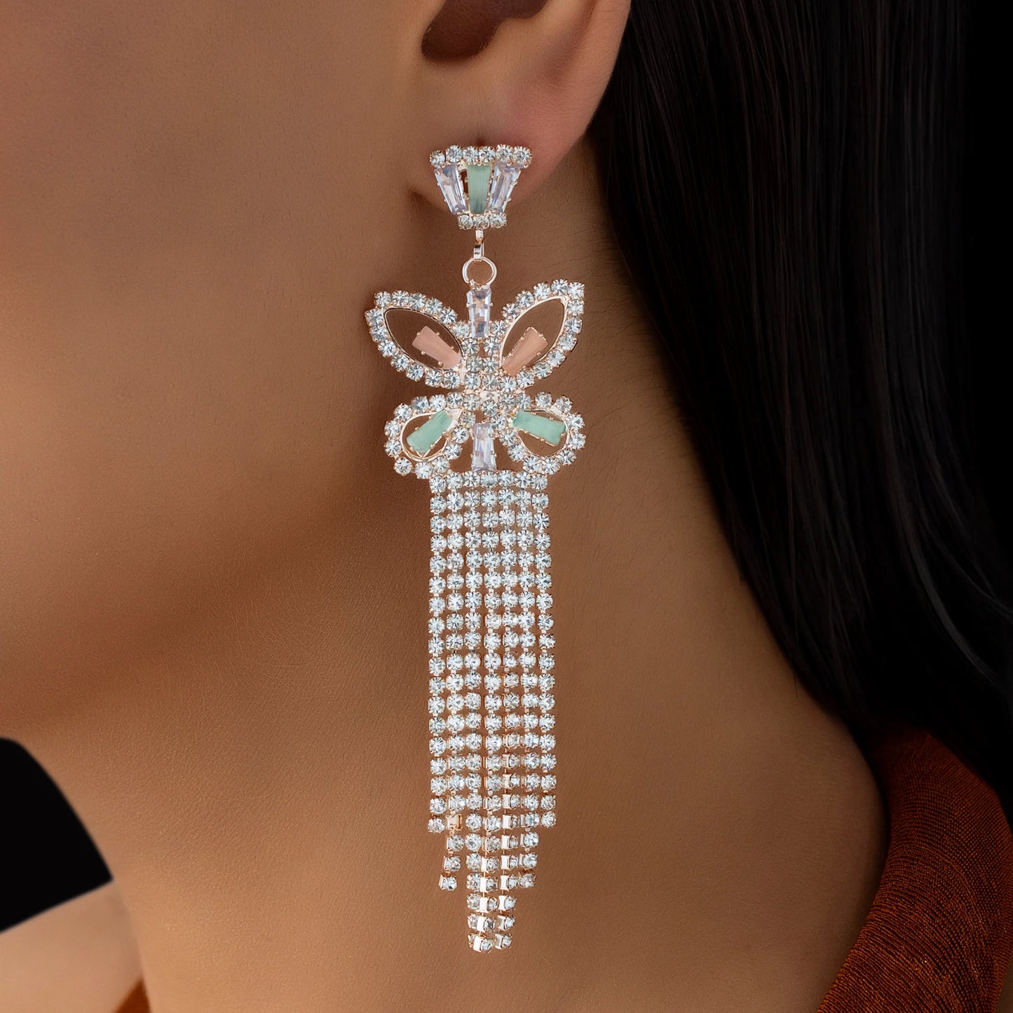 AUROZI Anti-Tarnish Butterfly Crystal Danglers