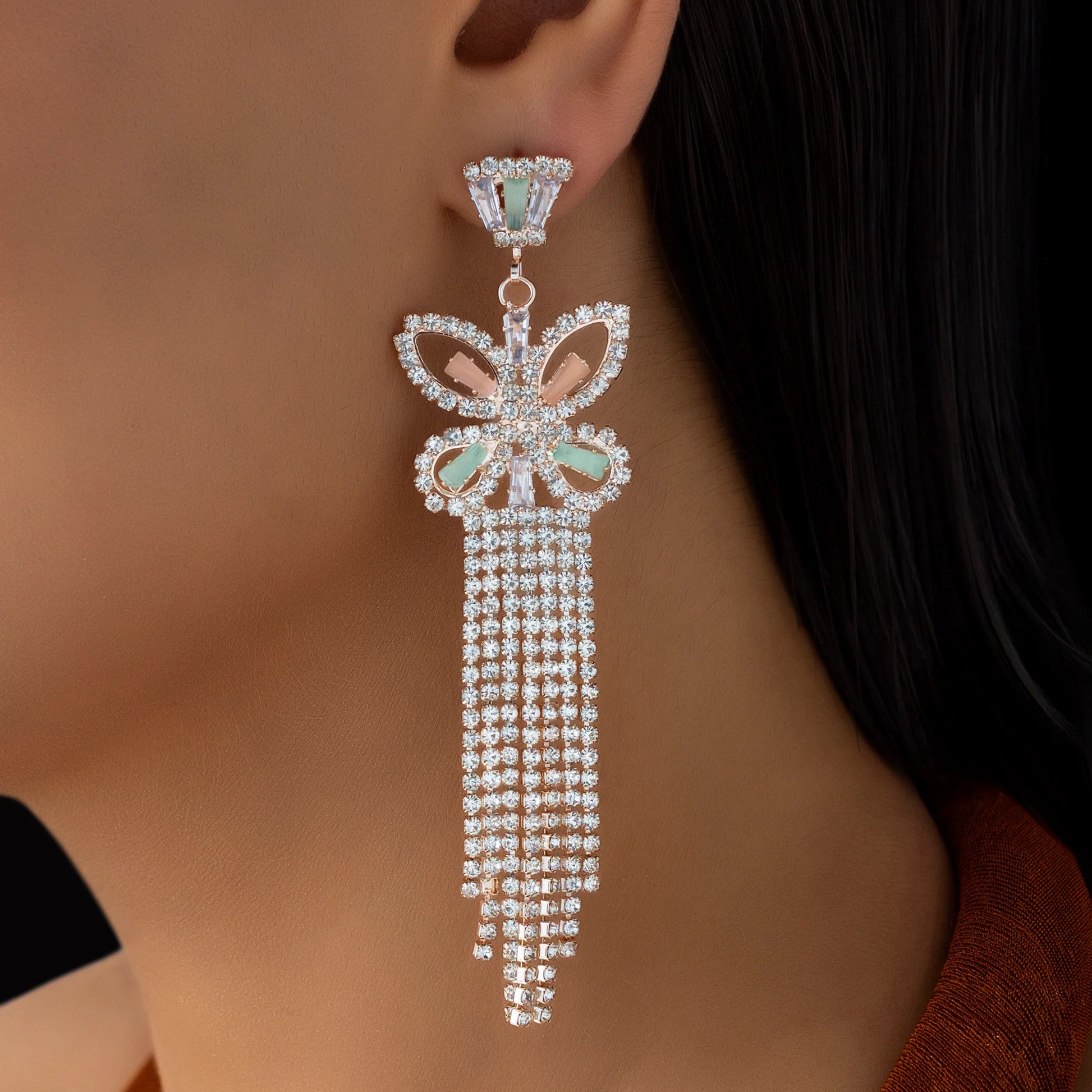 AUROZI Anti-Tarnish Butterfly Crystal Danglers