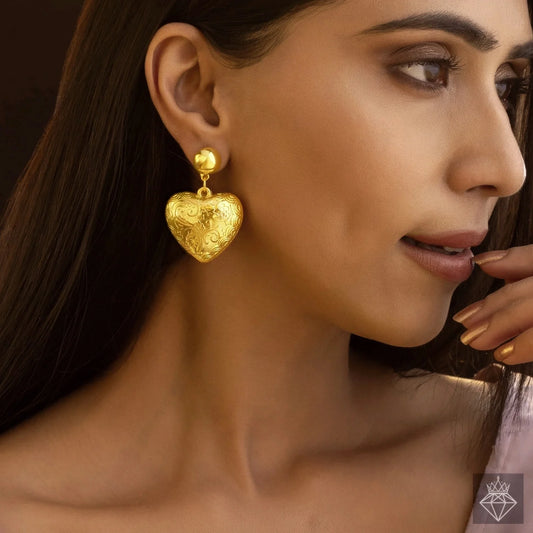 AUROZI Anti-Tarnish Puffy Heart Earrings