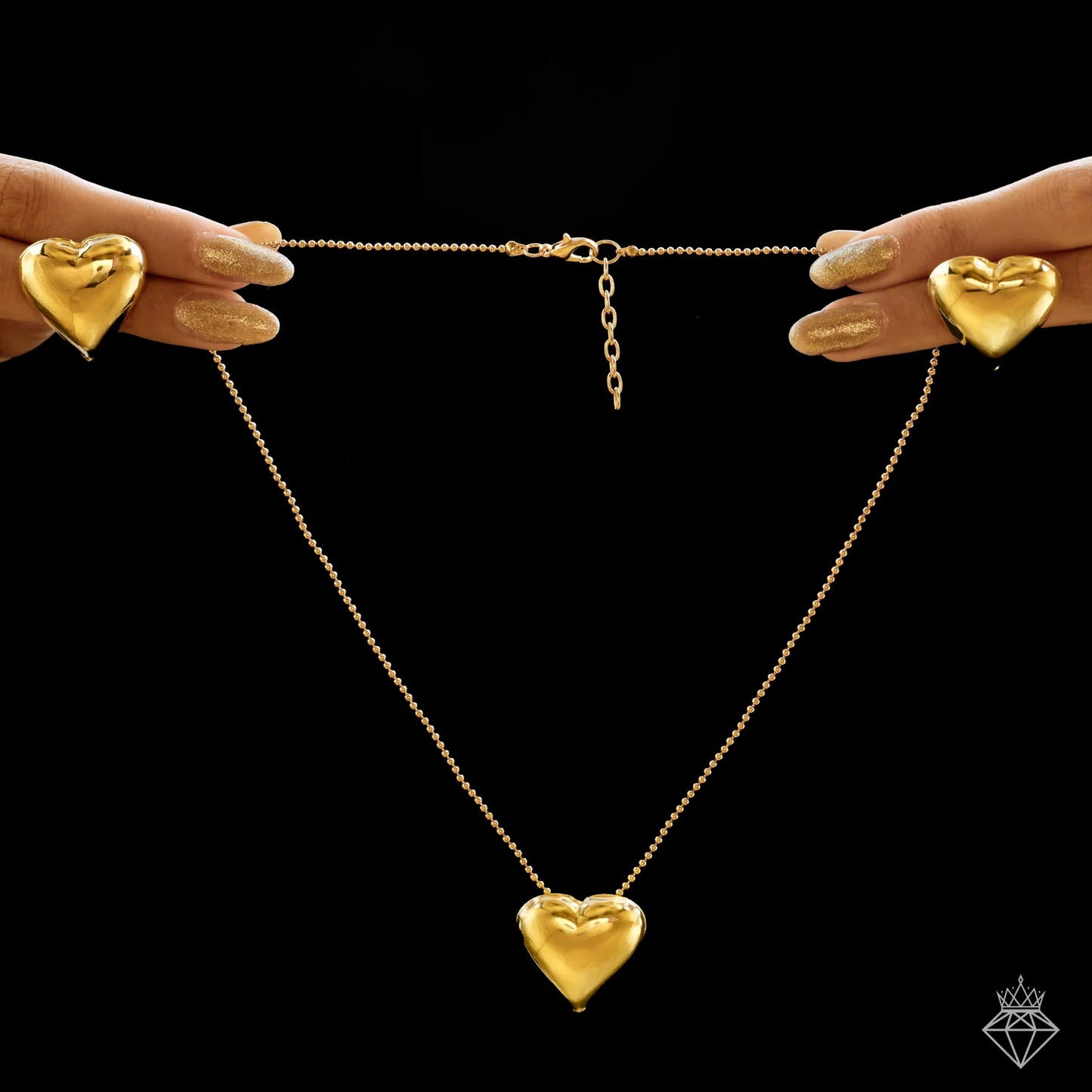 AUROZI Anti-Tarnish Heart Necklace Set With Earrings