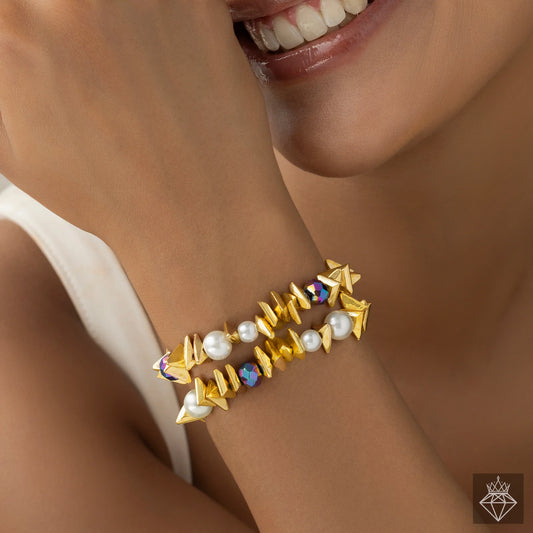 AUROZI Anti-Tarnish Multilayer Stretchable Bracelets (Adjustable Size)