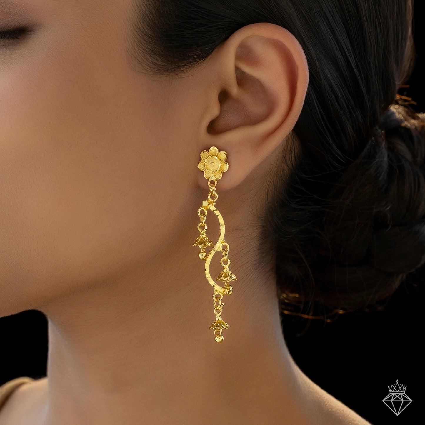 AUROZI Anti-Tarnish Golden Flower Danglers