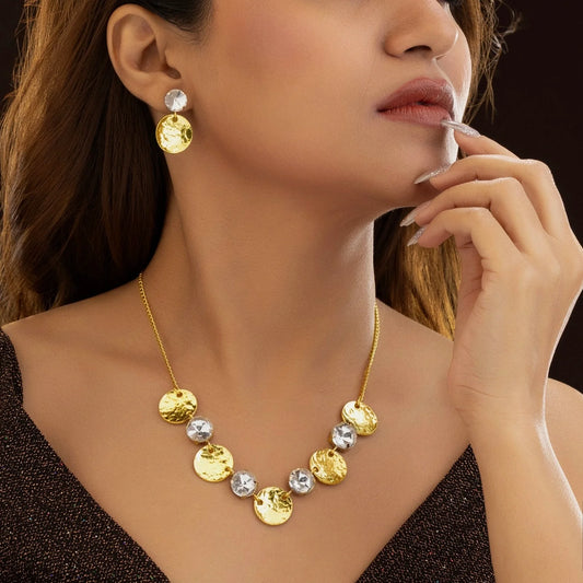 AUROZI Anti-Tarnish Crystal Necklace Set With Earrings