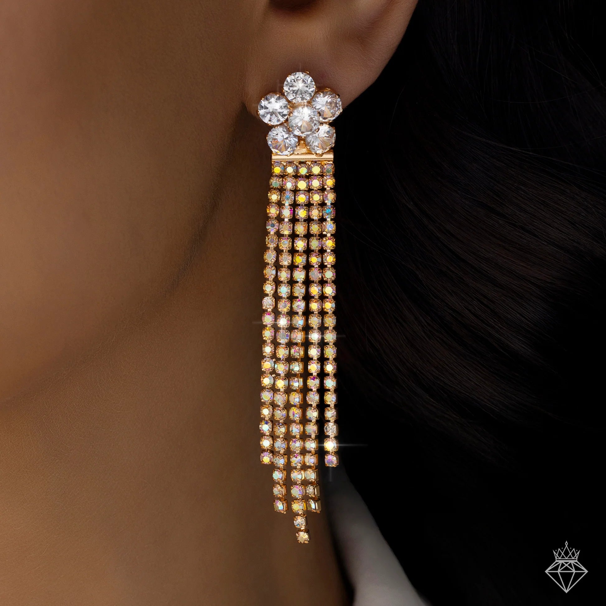 AUROZI Anti-Tarnish Crystal Flower Danglers