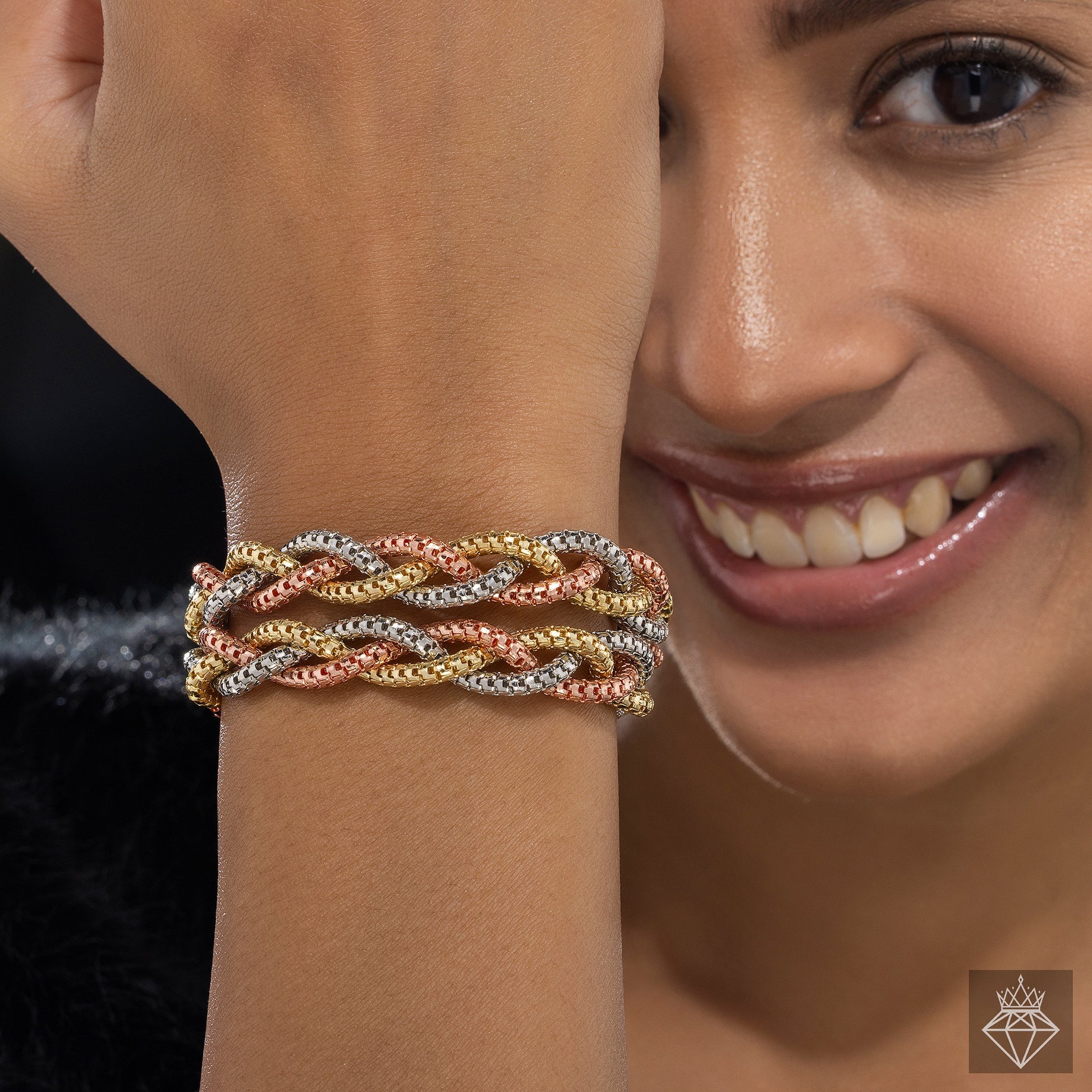 AUROZI Anti-Tarnish Tri-Tone Necklace