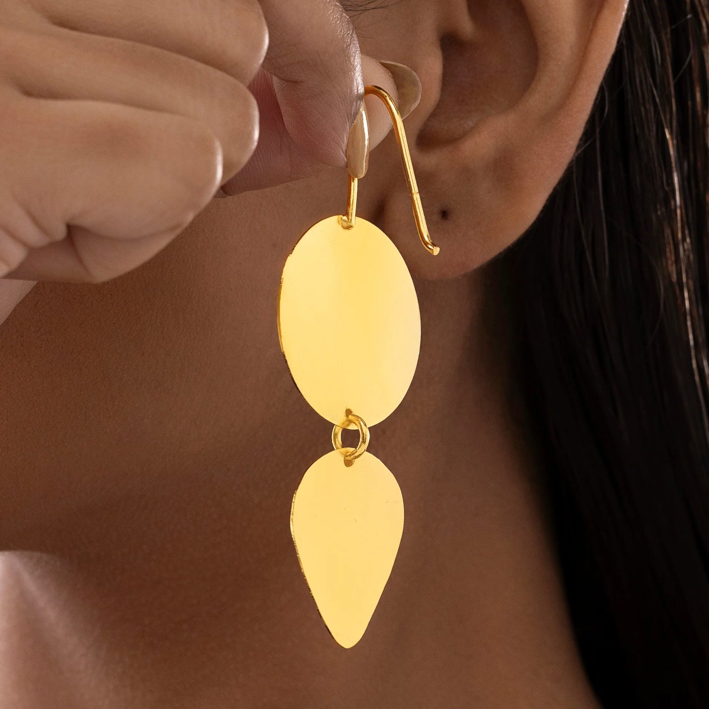 AUROZI Anti-Tarnish Premium Brass Geometric Earrings Set – Timeless Modern Luxury