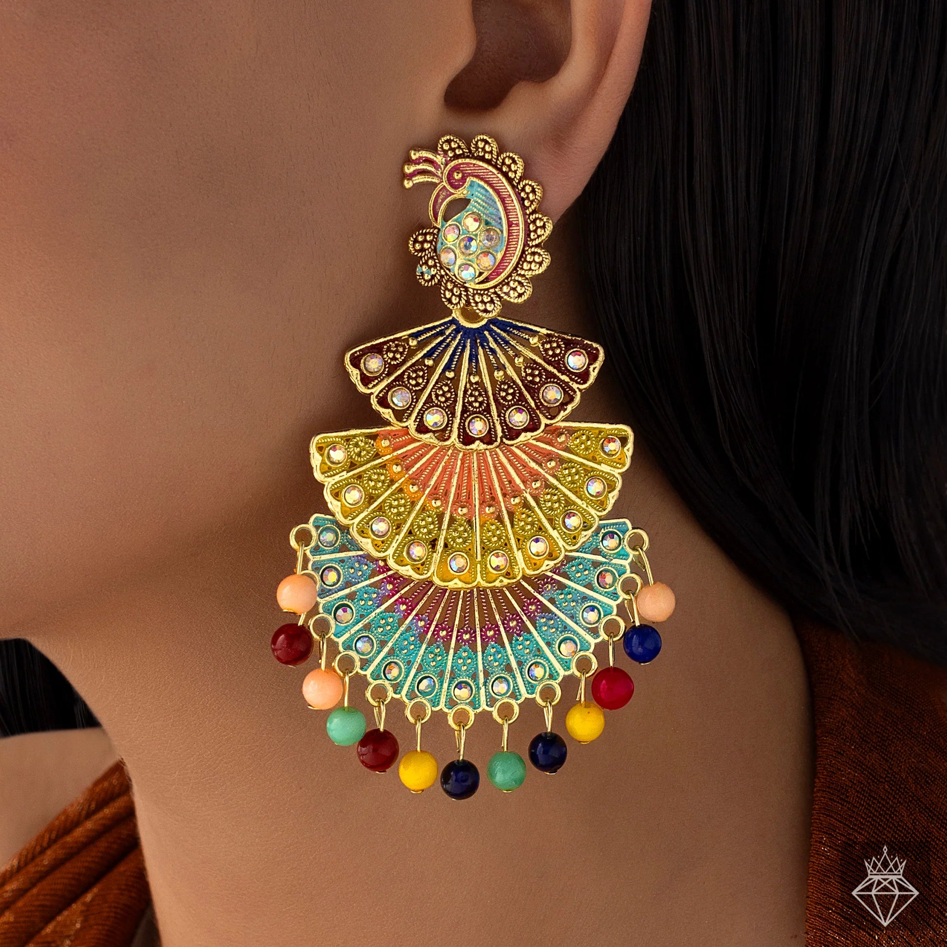 AUROZI Anti-Tarnish Layered Ethnic Danglers