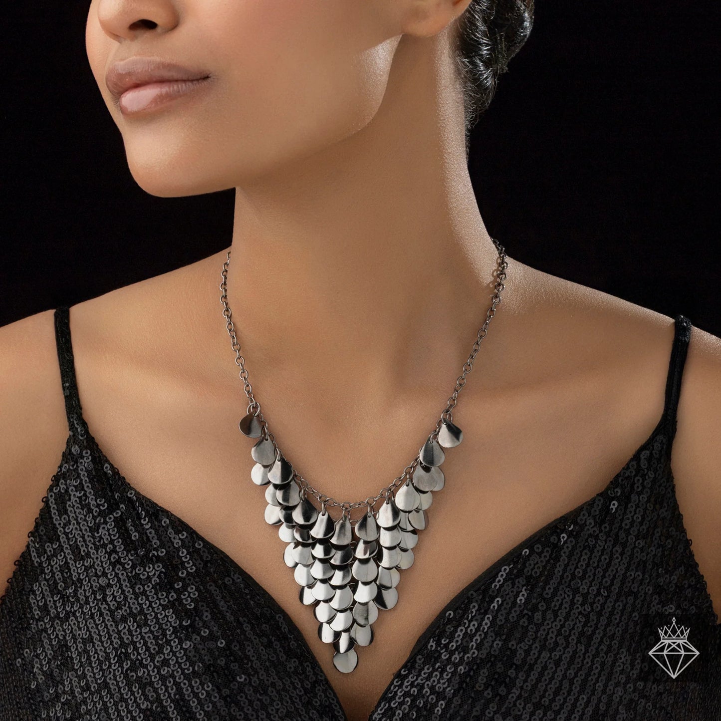 AUROZI Anti-Tarnish Drop Charm Statement Necklace