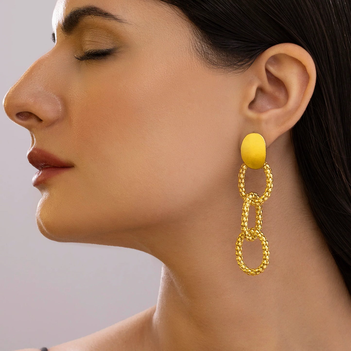 AUROZI Anti-Tarnish Popcorn Chain Link Dangle Earrings