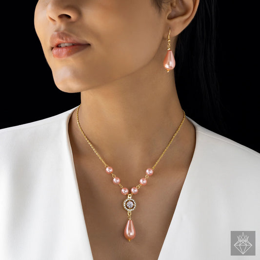 AUROZI Anti-Tarnish Pearl Necklace Set With Earrings