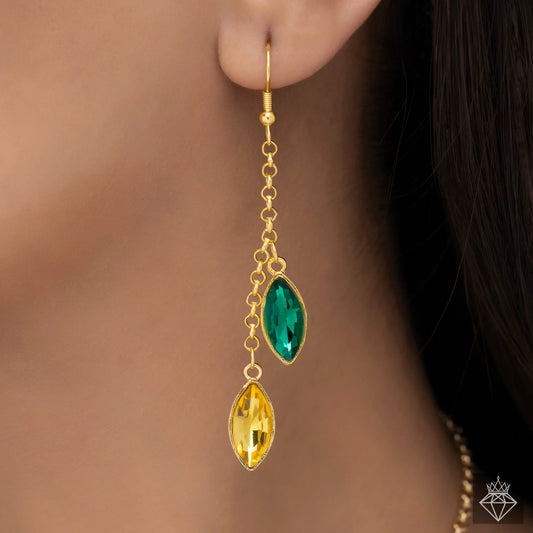 AUROZI Anti-Tarnish Multicoloured Crystal Necklace Set With Earrings