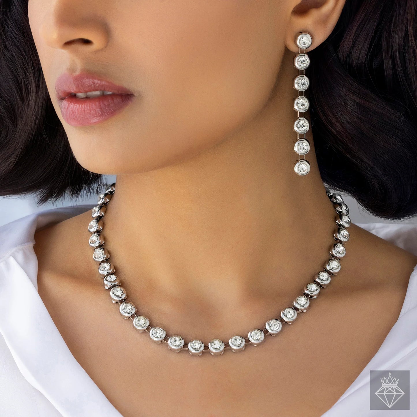 AUROZI Anti-Tarnish AD Necklace Set With Earrings