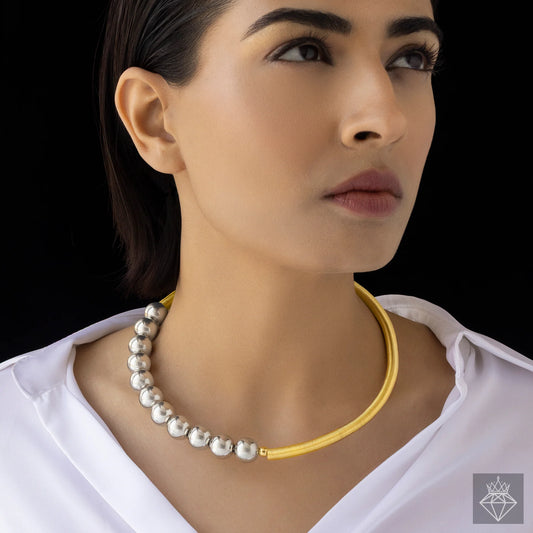 AUROZI Anti-Tarnish Spring Balls Hasli Necklace