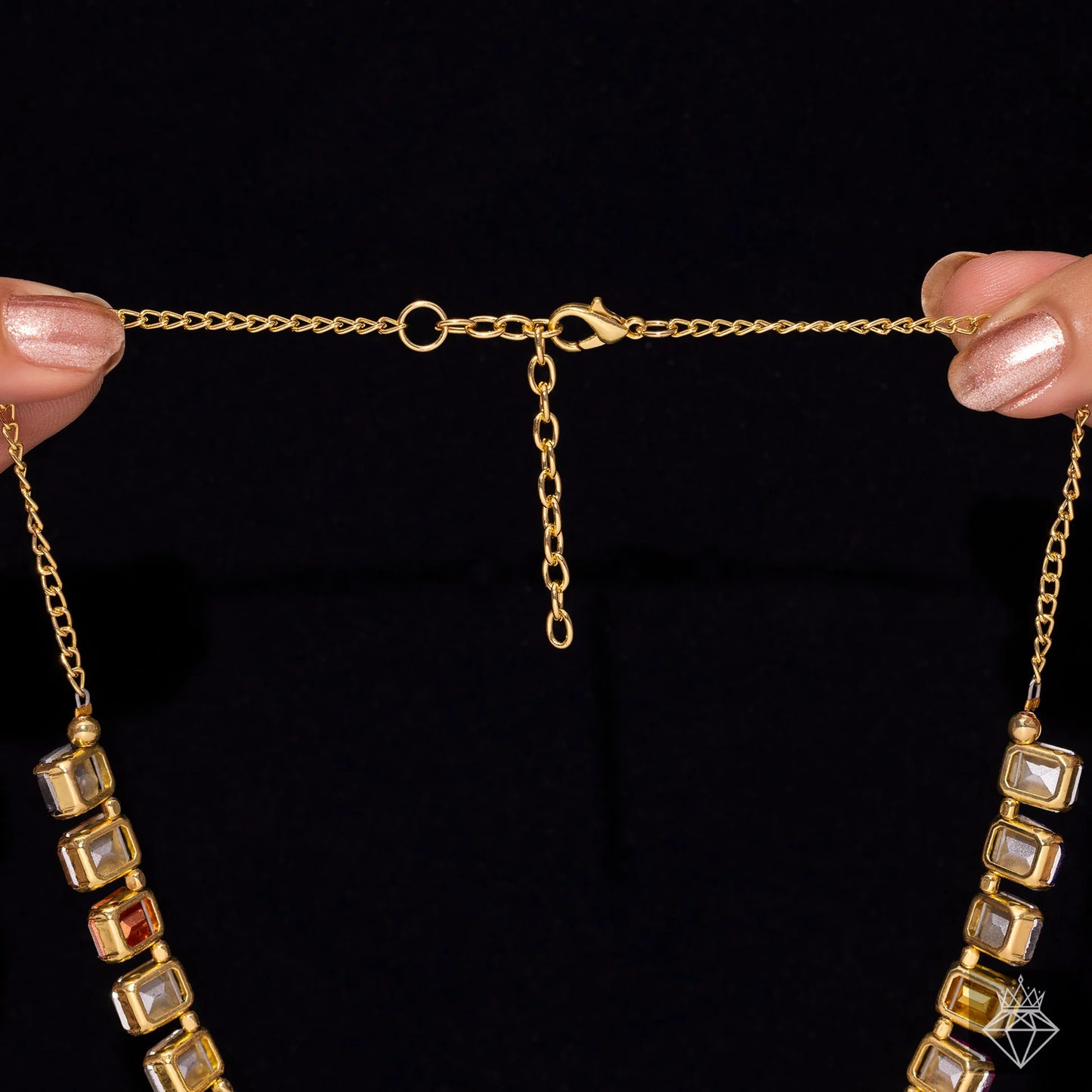 AUROZI Anti-Tarnish Multicolour Crystal Necklace Set With Earrings