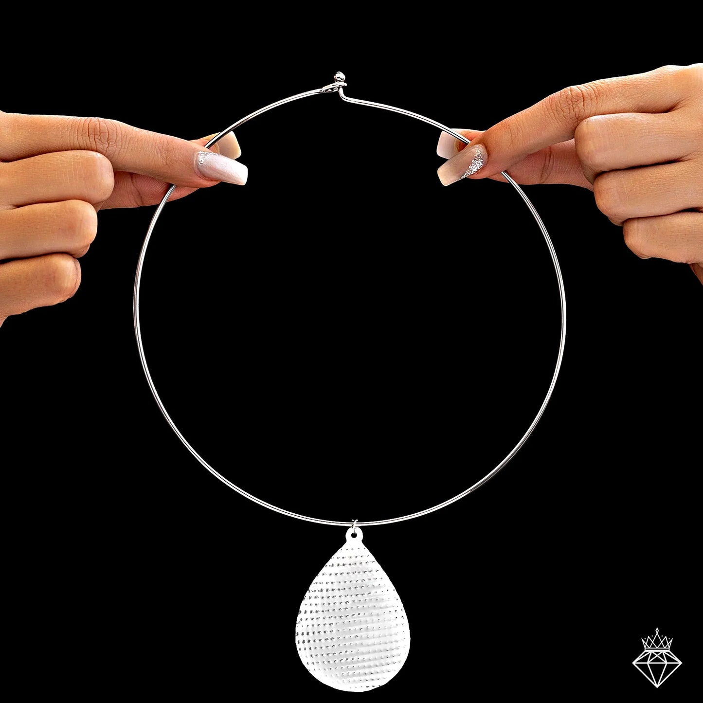 AUROZI Anti-Tarnish Silver Hasli Necklace Set with Earrings