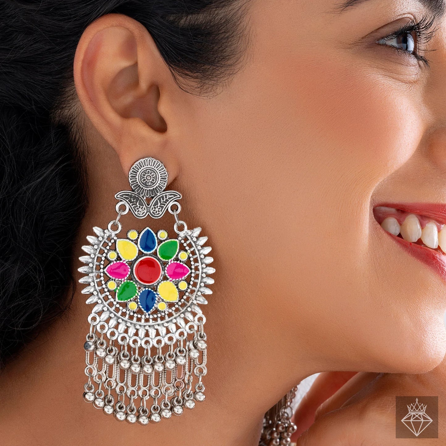 AUROZI Ethnic Enchantment: Multicolour Statement Earrings