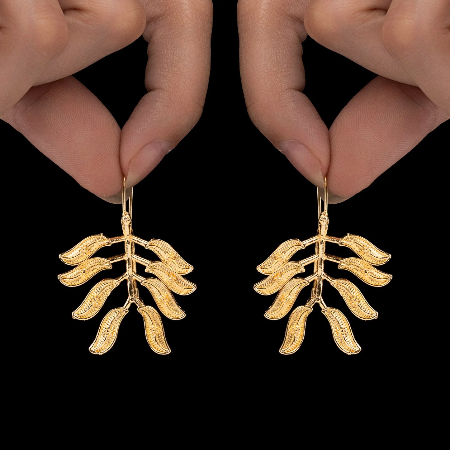AUROZI Anti-Tarnish Leafy Branch Dangle Earrings