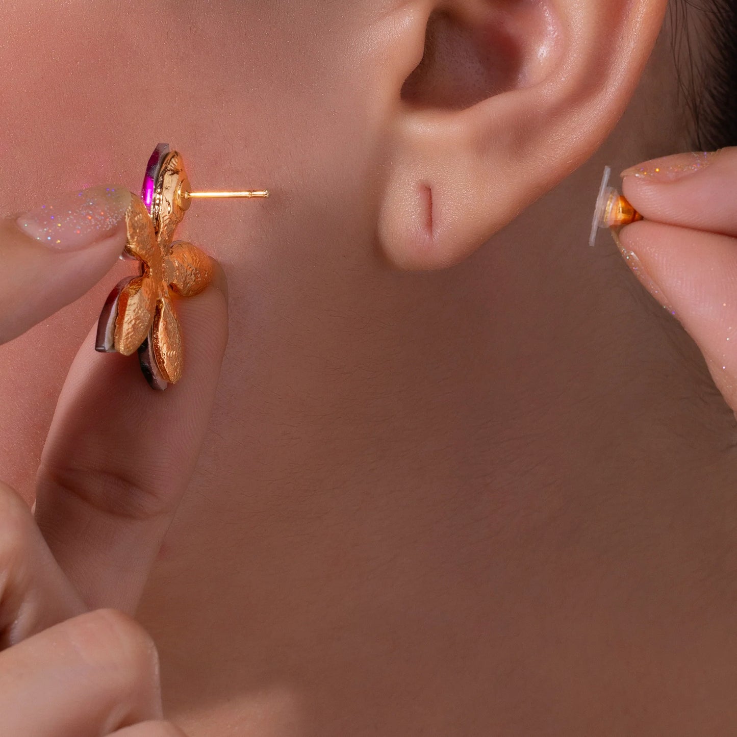 AUROZI Anti-Tarnish Multicolor Crystal Flower Earrings