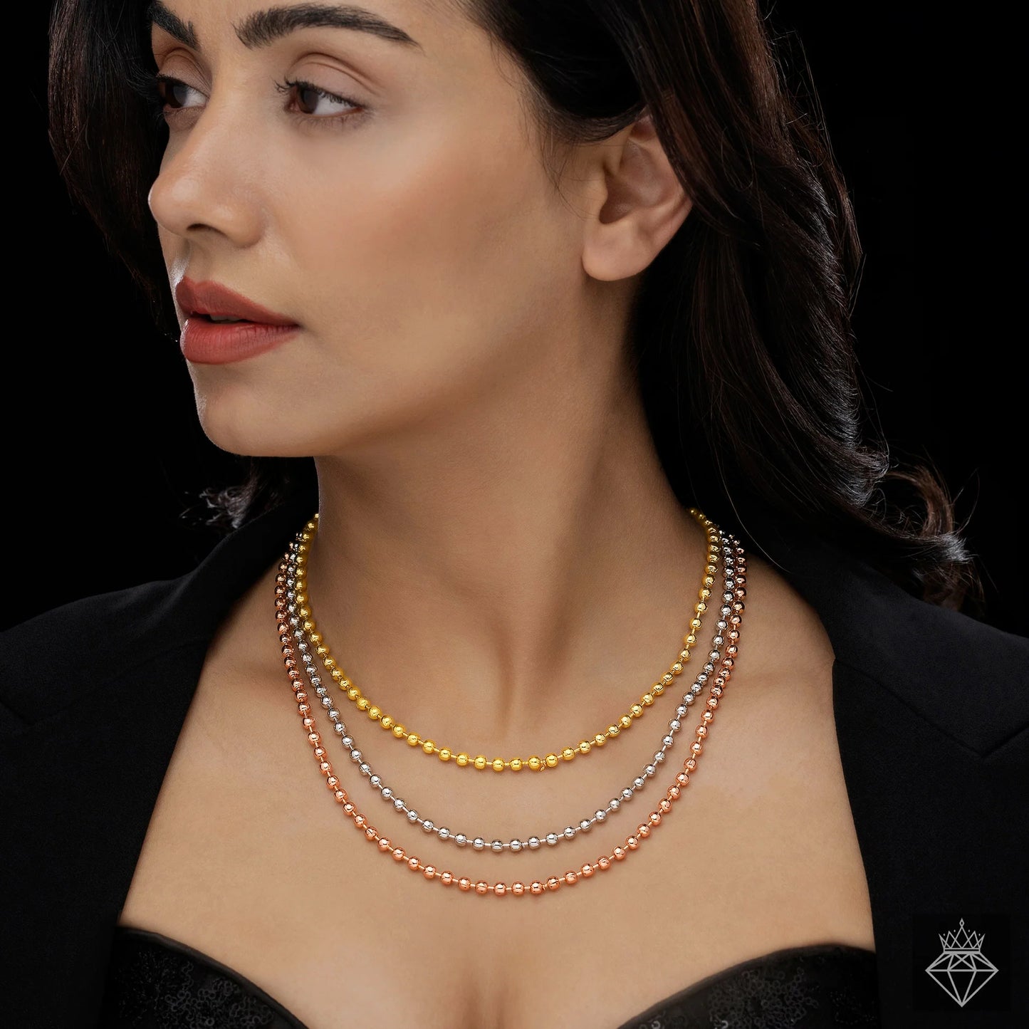 AUROZI Anti-Tarnish Triple Layer Chain Necklace