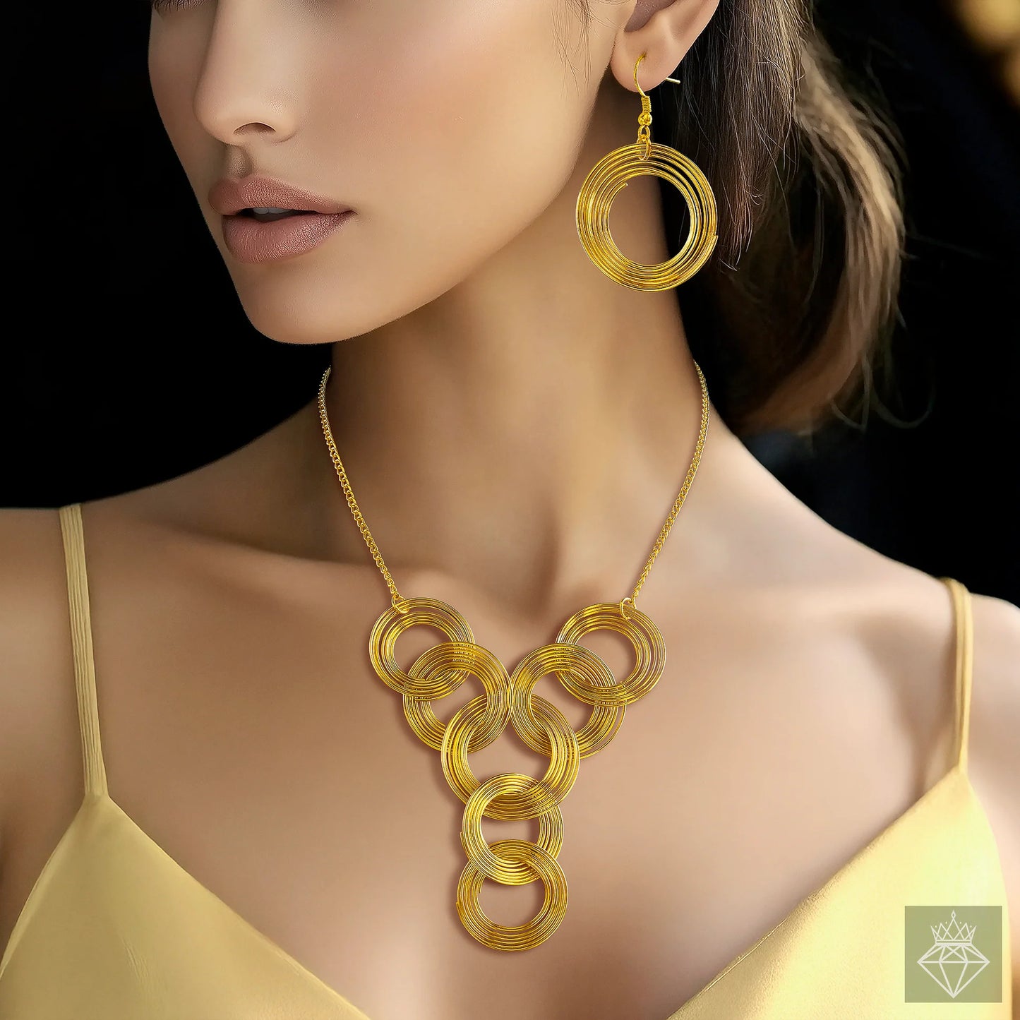 AUROZI Anti-Tarnish Spring-Inspired Y-Necklace Set With Earrings