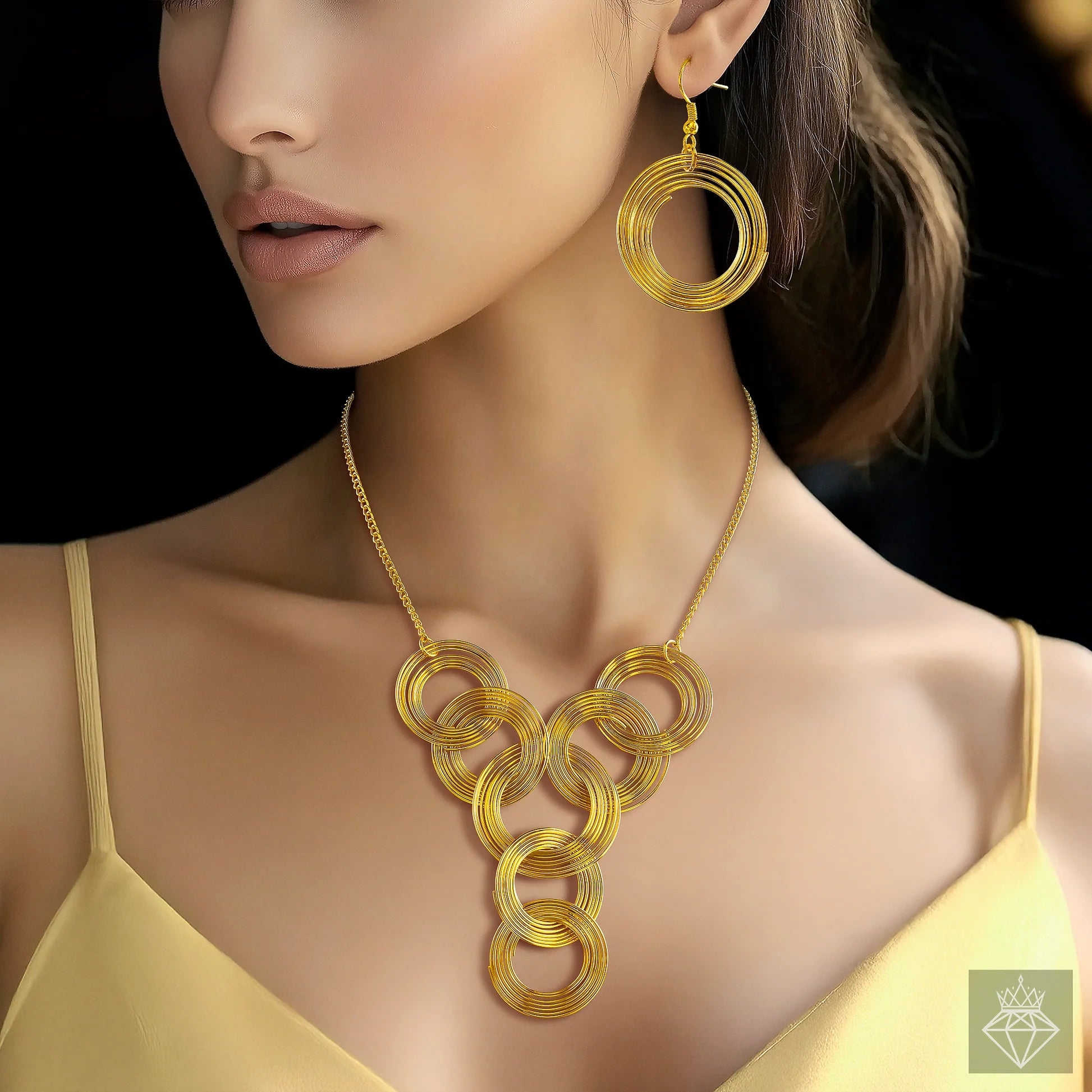 AUROZI Anti-Tarnish Spring-Inspired Y-Necklace Set With Earrings