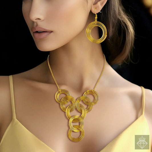AUROZI Anti-Tarnish Spring-Inspired Y-Necklace Set With Earrings