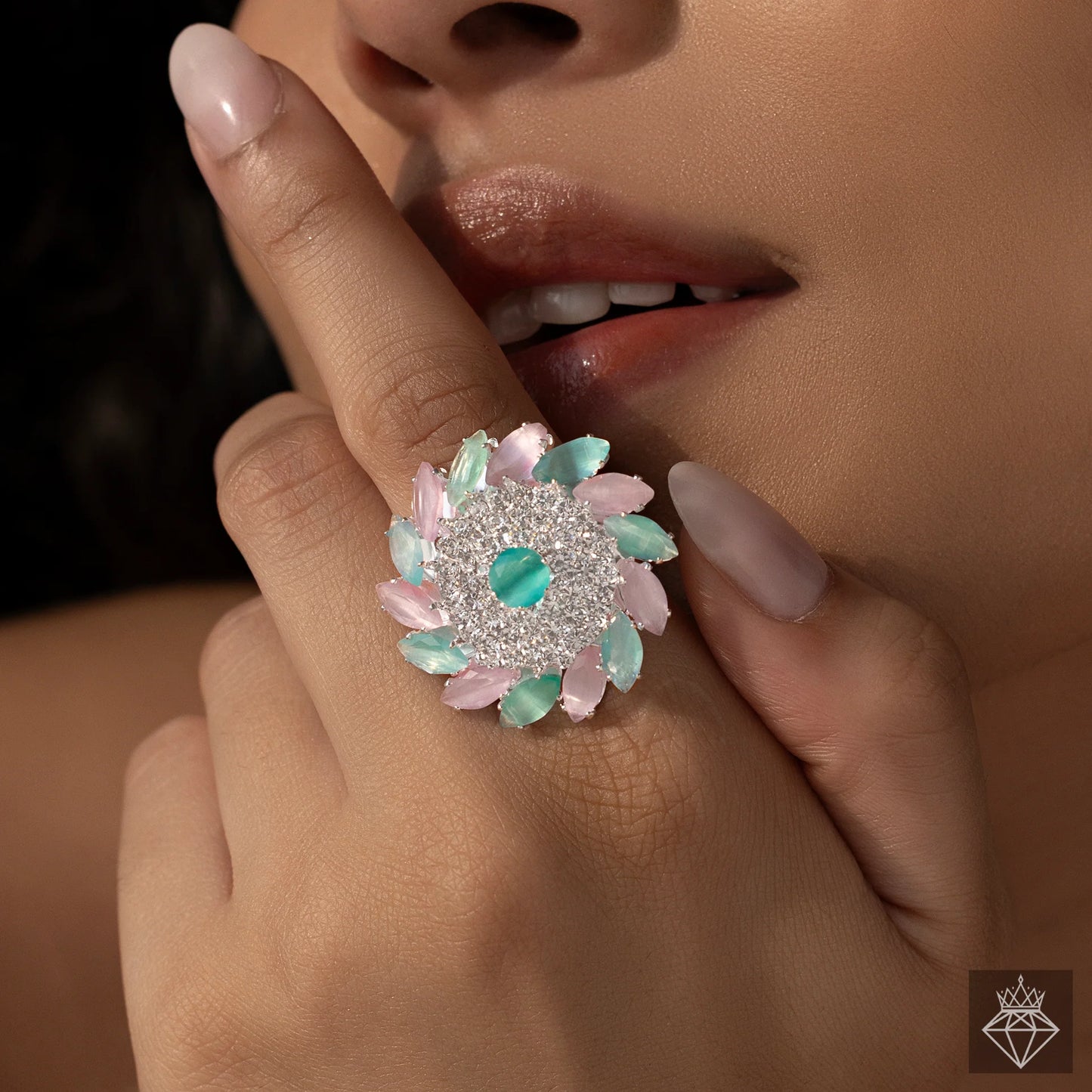 AUROZI Anti-Tarnish Crystal Ring (Adjustable Size)