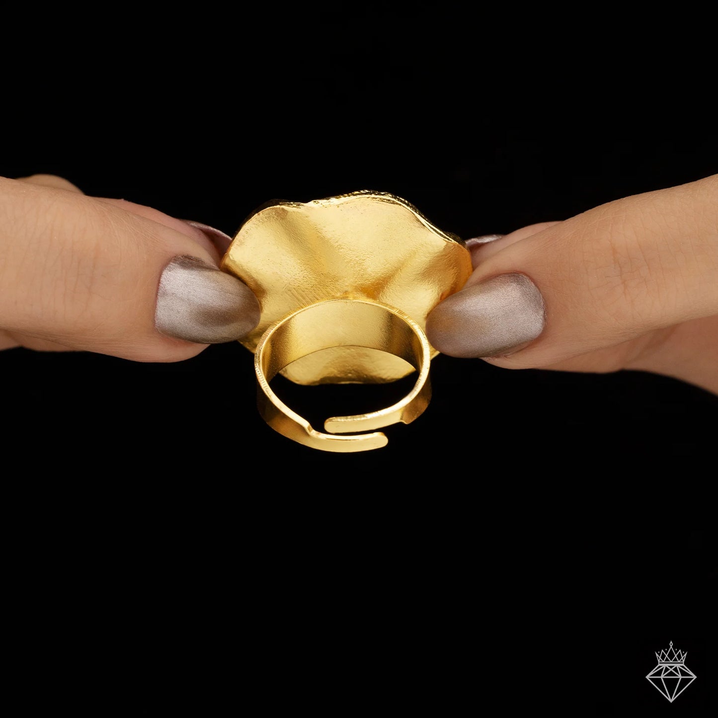 AUROZI Anti-Tarnish Hammered Pearl Ring (Adjustable Size) Artisan Texture. Timeless Elegance. Everyday Grace.