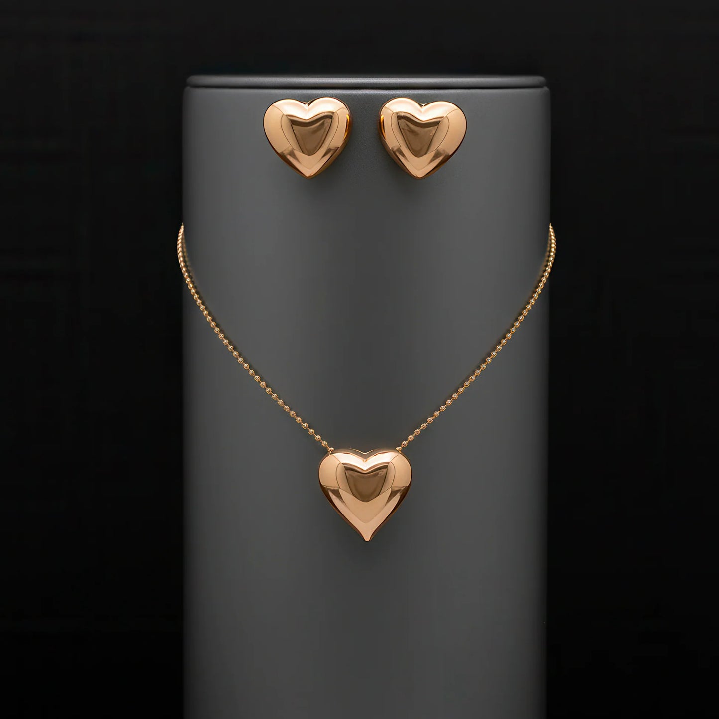 AUROZI Anti-Tarnish Heart Necklace Set with Earrings