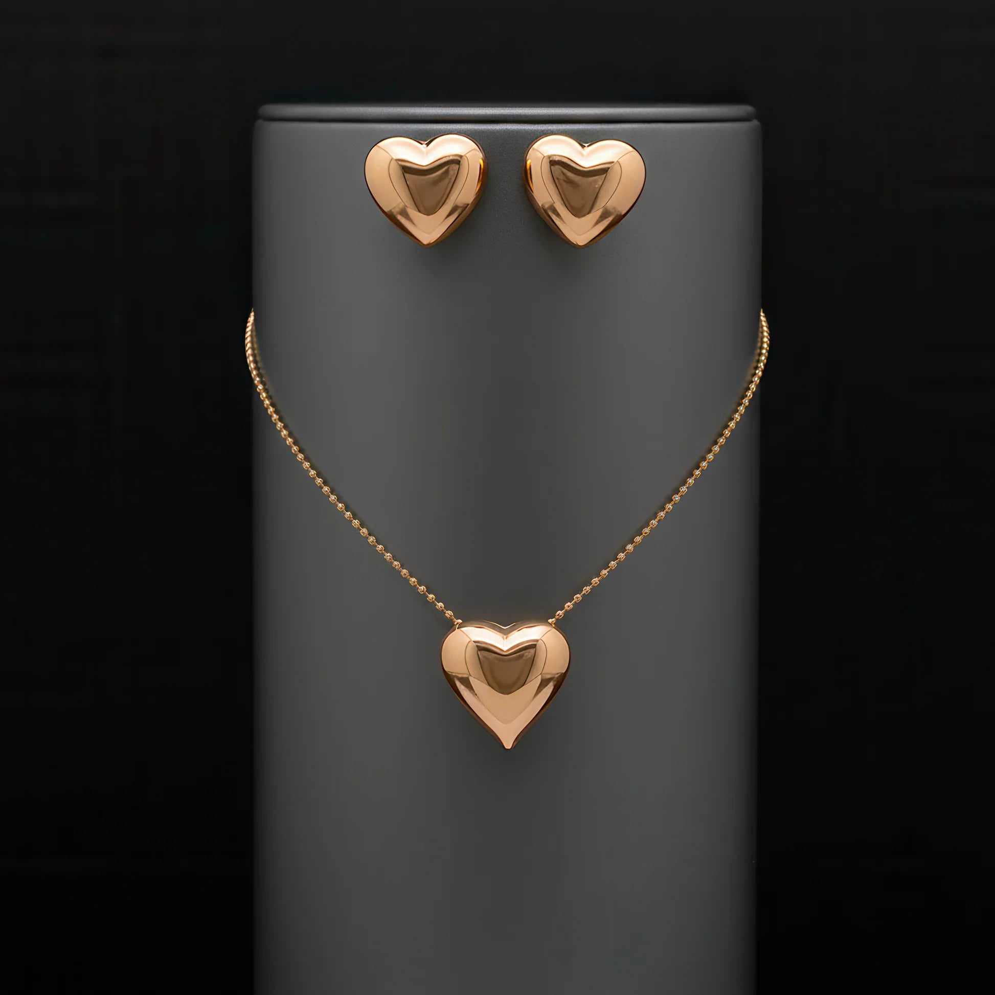 AUROZI Anti-Tarnish Heart Necklace Set with Earrings